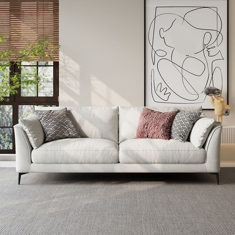 Scandinavian Linen Cushion Back Sectional Cream Slipcovered for Living Room Sofa