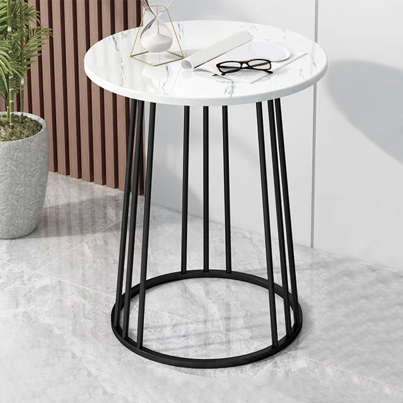 Mid-Century Modern Wooden Round Top End Table Abstract Metal Frame Sofa Side Table Clearhalo 'Coffee & Accent Tables' 'End & Side Tables' 'end_side_table' 'end_side_tables' 'furn' 'furn_end_side_tables' 'Furniture' 'furniture_end_side_table' 'Living Room Furniture' 1200x1200_55a28b6d-e01b-45ed-960f-10408071e67b