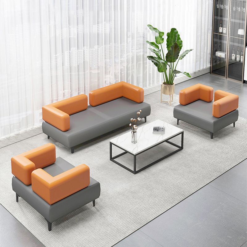 29.53 "H Sofá de cuero Faux Sofá con brazo de esmoquin contemporáneo en gris