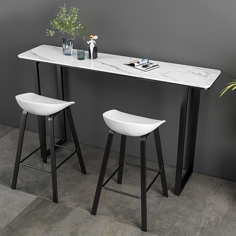 Table de pub à comptoir en pierre intérieure Rectangle Table à manger du bar industriel