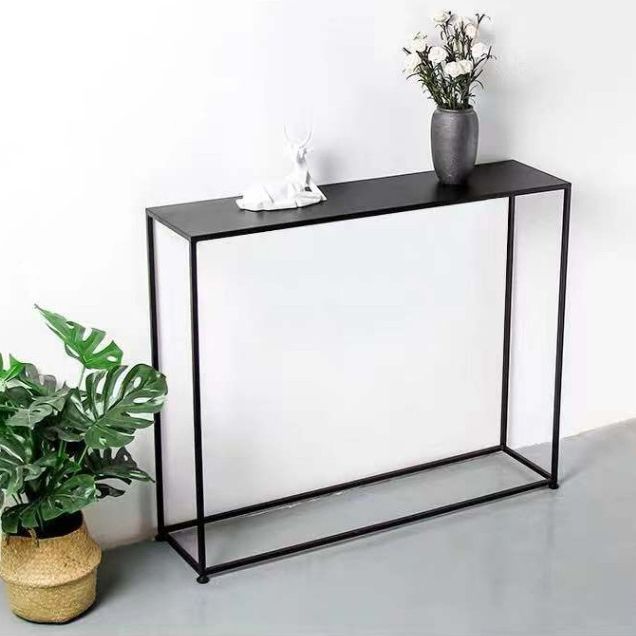Metal Rectangle Console Table 9.8 Inch Wide Contemporary End Table Clearhalo 'Console Tables' 'console_tables' 'Entry & Mudroom Furniture' 'furn' 'furn_console_tables' 'Furniture' 1200x1200_55a64bb7-6b2d-492a-b019-e54d6af8eed6