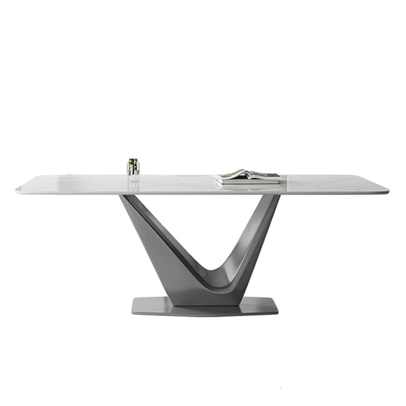 Table de salle à manger de style moderne Table de dîner en pierre rectangulaire en blanc