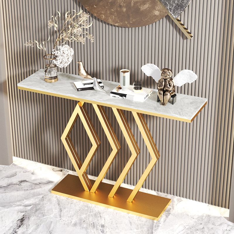 Tavolo da ardesia glam e console metallica resistente alle macchie astratte per Hall
