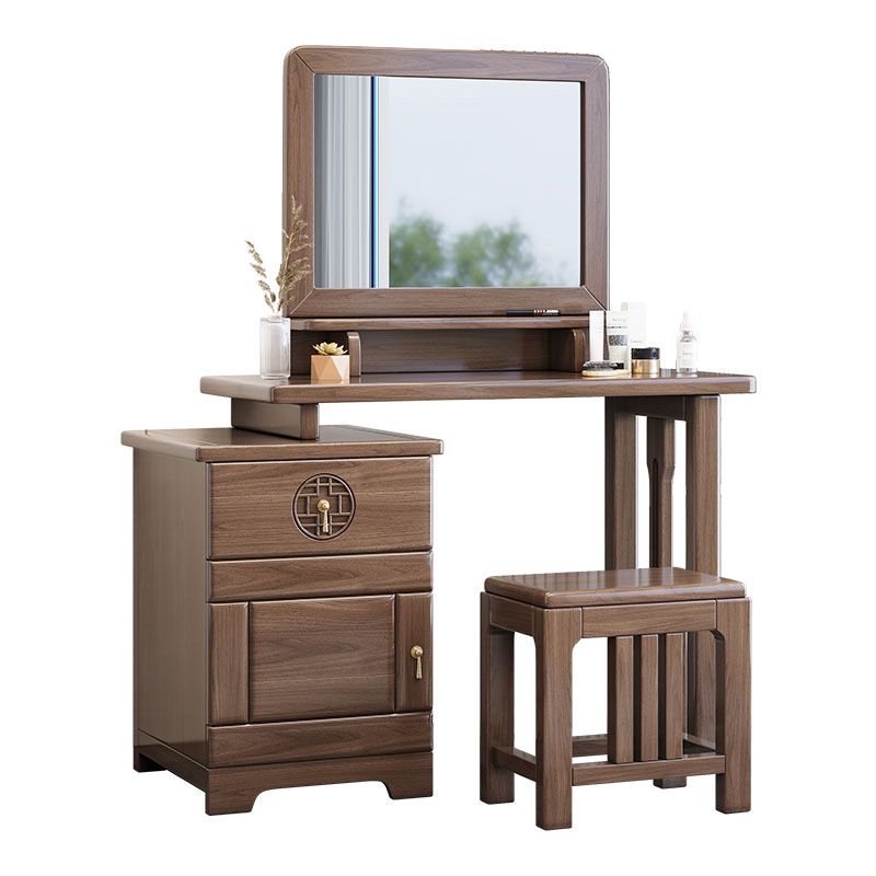 Tradities met lade bruine spiegel slaapkamer met ontlasting make-up ijdelheid