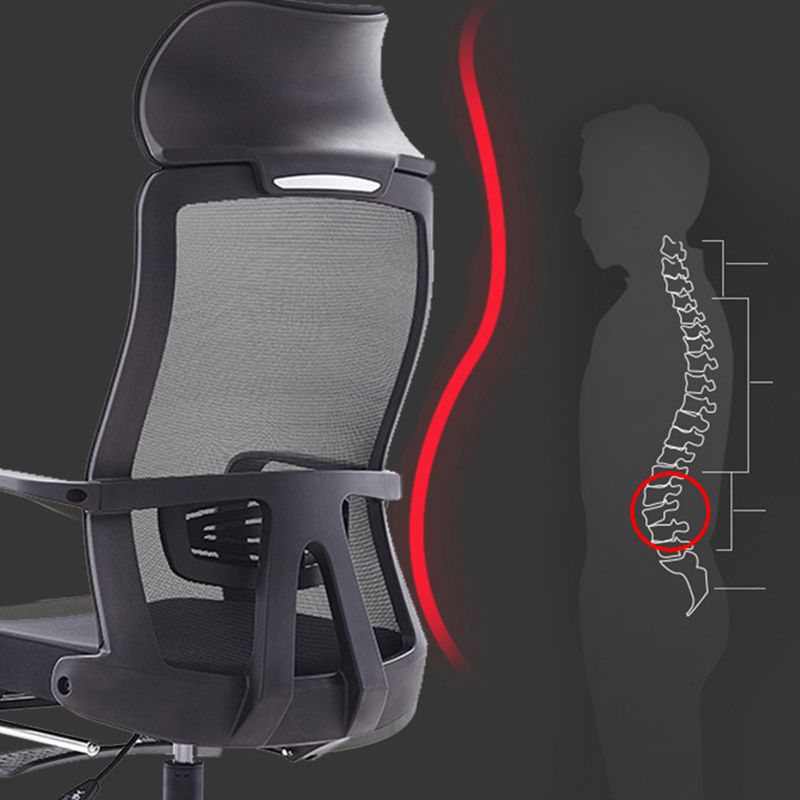 Contemporary Arm Chair Fixed Arm Adjustable Seat Height Swivel Footrest Black Office Chair Clearhalo 'furn' 'furn_office_chair' 'Furniture' 'Office Chairs' 'Office Furniture' 'office_chair' 1200x1200_55a9a5fa-48da-4fd2-93ab-95ace8d6cf62
