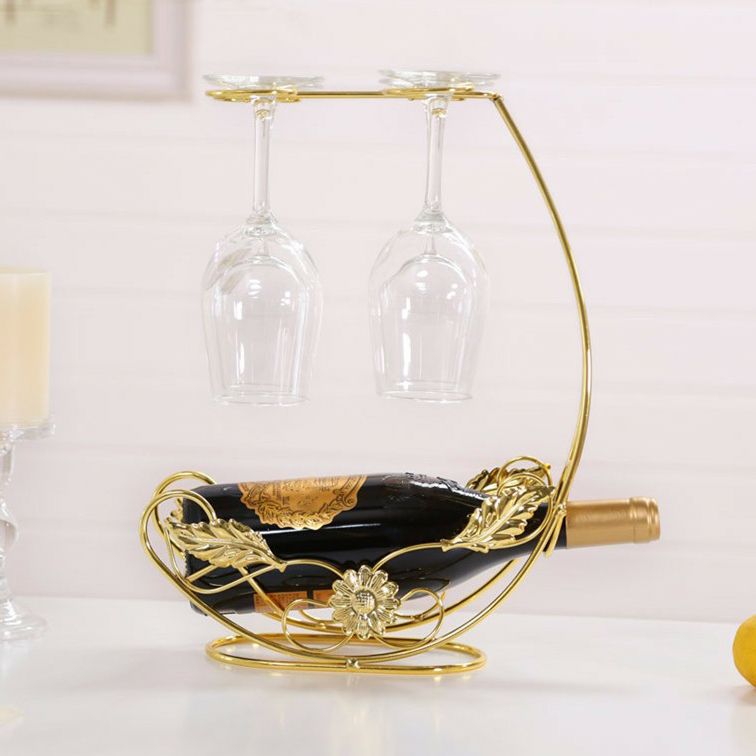 Contemporary Metal Wine Bottle Rack Countertop Bottle Holder for Living Room Clearhalo 'furn' 'furn_wine_racks' 'Furniture' 'Kitchen & Dining Furniture' 'Wine Racks' 'wine_racks' 1200x1200_55aa4e98-8d97-4bb8-8f46-dd7394ef8a95