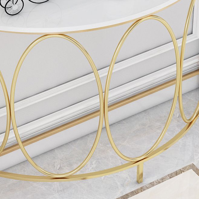 Contemporary Engineered Marble Console Sofa Table Half Moon Iron End Table for Hall Clearhalo 'Console Tables' 'console_tables' 'Entry & Mudroom Furniture' 'furn' 'furn_console_tables' 'Furniture' 1200x1200_55ab7fec-4937-400d-bdbd-4cf2687a6b01