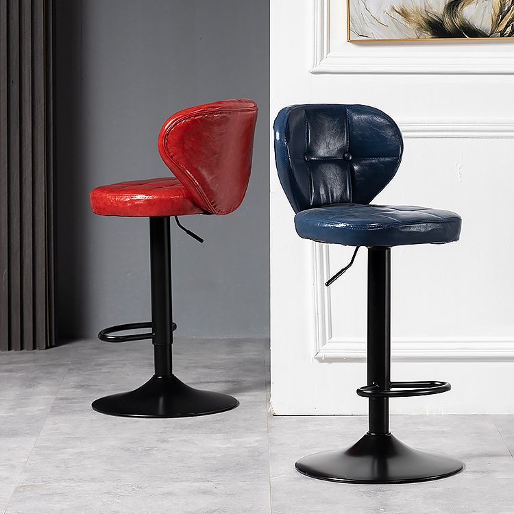 Industrial Style Leather Upholstered Barstool Adjustable Height Swivel Bar Stool Clearhalo 'Bar Furniture' 'Bar Stools' 'bar_stools' 'furniture_bar_stools' 'Kitchen & Dining Furniture' 'kitchen&dining_furn' 'kitchen' 'kitchen_furn' Furniture' 1200x1200_55acb1f4-1954-41e1-bb42-228399cfc4bd