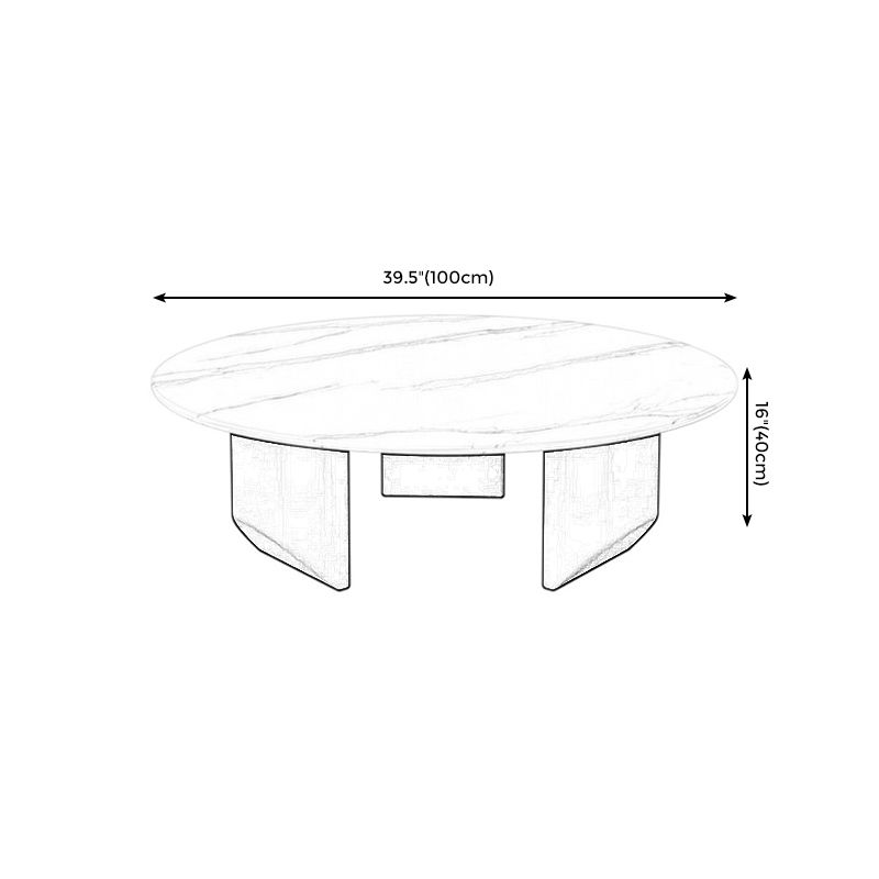 Modern Style Round Coffee Table with Iron Craft Black Base and Rock Slab White Top Clearhalo 'Coffee & Accent Tables' 'Coffee Tables' 'coffee_tables' 'furn' 'furn_coffee_tables' 'Furniture' 'Living Room Furniture' 1200x1200_55ae41b3-0ca6-407f-a125-23f6fb70ffd8