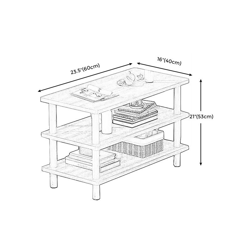 Scandinavian Wood Top End Table 4 Legs Sofa Side Table with Storage