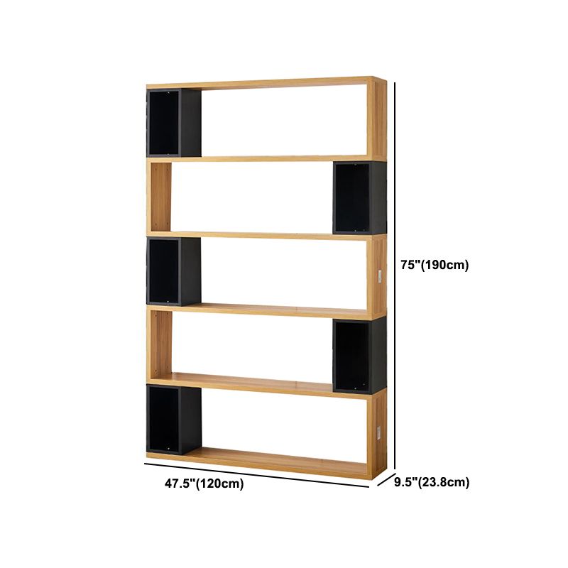 Modern geometry Bookshelf Multi Shelfs Open Back Bookcase in Natural Clearhalo 'Bookcases' 'furn' 'furn_bookcases' 'Furniture' 'Office Furniture' 1200x1200_55af7f74-5ed3-4df7-9fcf-6b865796195c