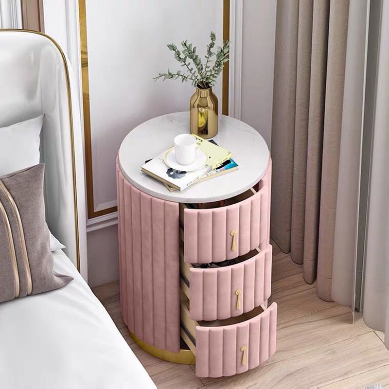 Round Slate Bedside Cabinet Modern Minimalist Bedside Table with Drawers Clearhalo 'Bedroom Furniture' 'furn' 'furn_night_stand' 'Furniture' 'night_stand' 'Nightstands' 1200x1200_55aff5fa-9106-43a9-a5e4-3f636260a991