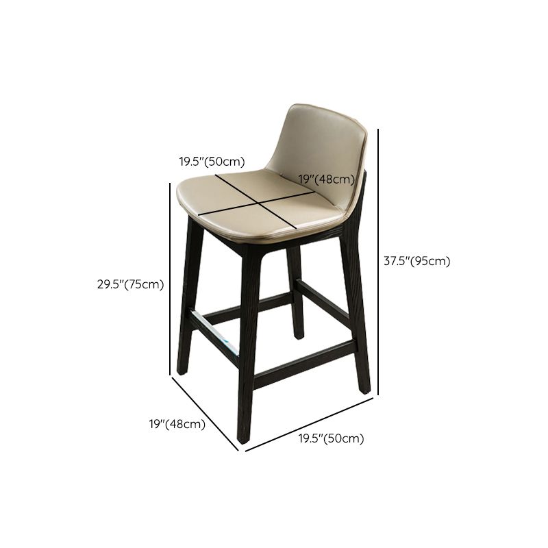 Scandinavian Solid Wood Bar Stool Backrest Counter Stool in Gray