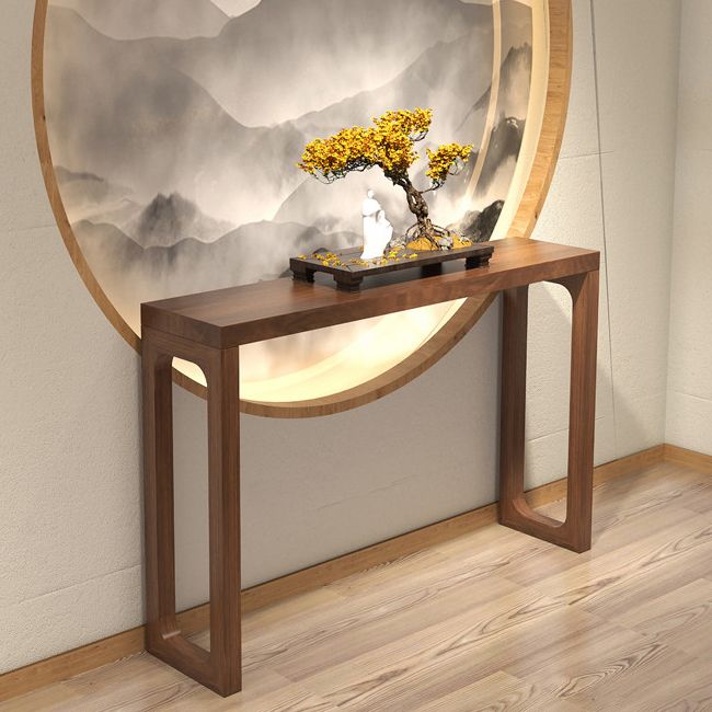 Solid Wood Console Table 33.46" Tall 1-shelf Accent Table with Sled Base Clearhalo 'Console Tables' 'console_tables' 'Entry & Mudroom Furniture' 'furn' 'furn_console_tables' 'Furniture' 1200x1200_55b3fa9e-1580-4930-bd99-e4648b82fa0e