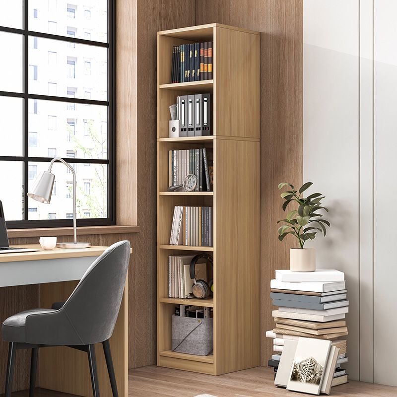 Brown Modern Style Bookshelf Closed Back Wood Bookcase for Home