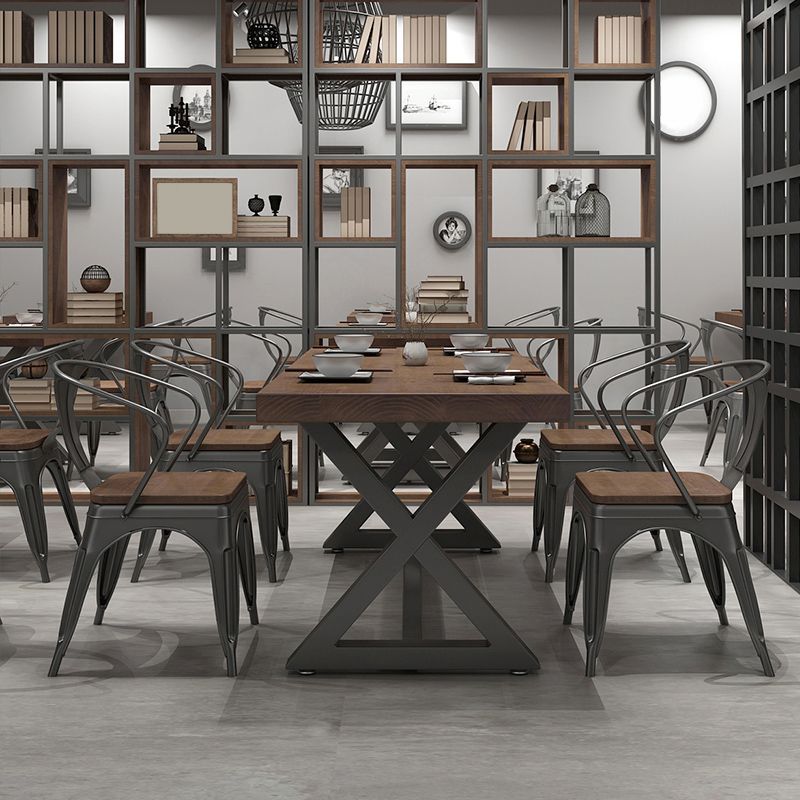 Tavolo da pranzo marrone scuro in legno set 1/4/5 pezzi Dinette industriale per casa