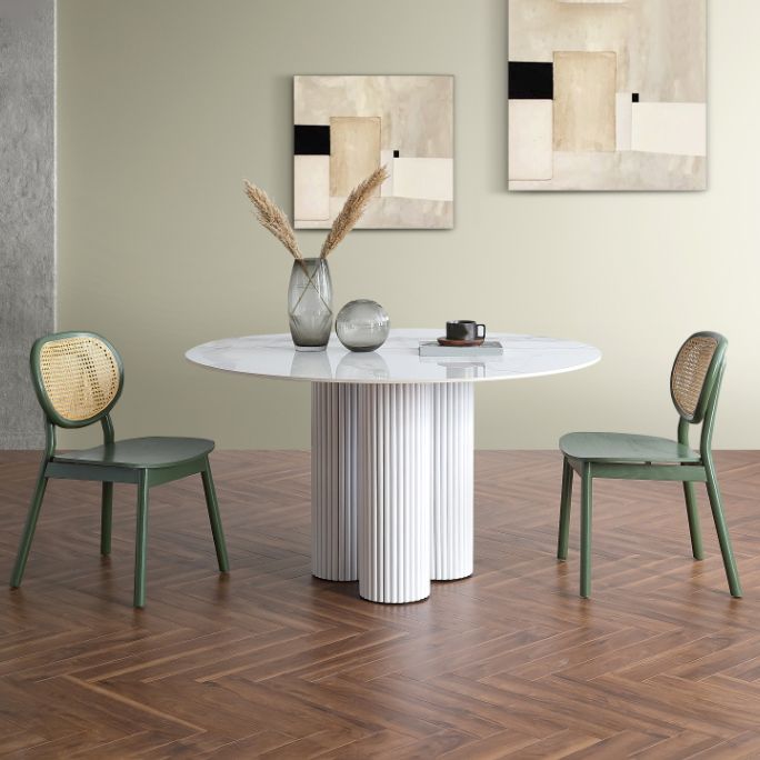 Set di tavoli da pranzo al coperto bianco rotondo in pietra moderna 1/2/3/5 pezzi Dinette Set