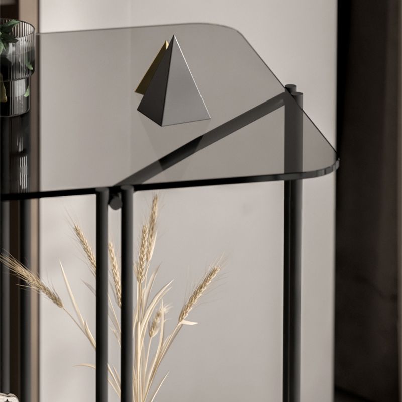 モダンスクエアガラス側の表23.62 "背の4脚の棚が含まれているエンドテーブル