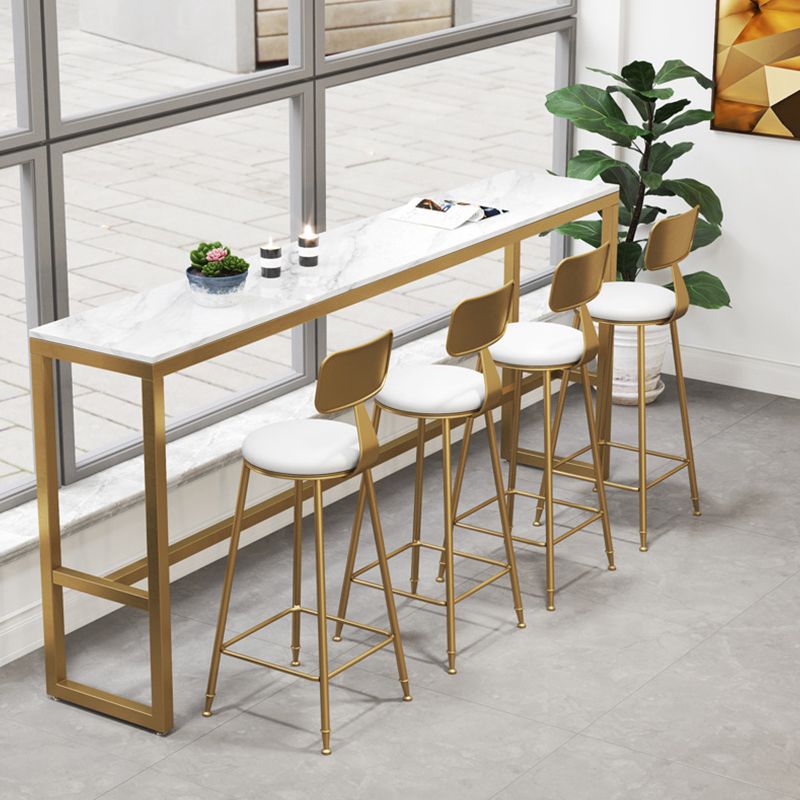 Faux Marble Bar Height Table Modern Style Bistro Table with Trestle Base Clearhalo 'Bar Furniture' 'Bar Tables' 'bar_tables' 'furn' 'furn_bar_tables' 'Furniture' 'Kitchen & Dining Furniture' 1200x1200_55b76ad0-0912-4fa5-807e-5e0e431c1374