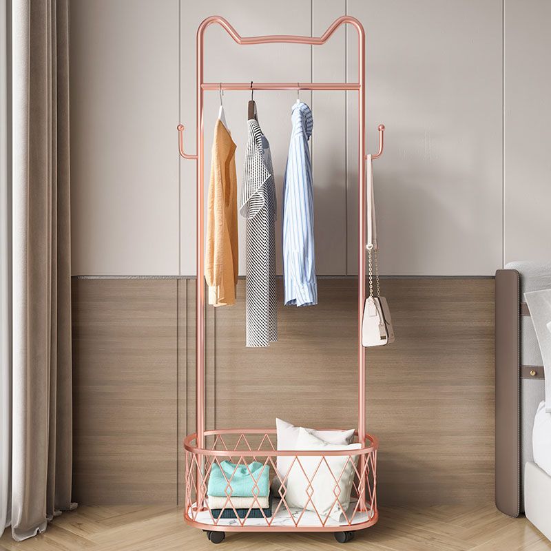 Glam metalen jas hanger vrijstaand scrollwiel ontwerpkast rek voor slaapkamer