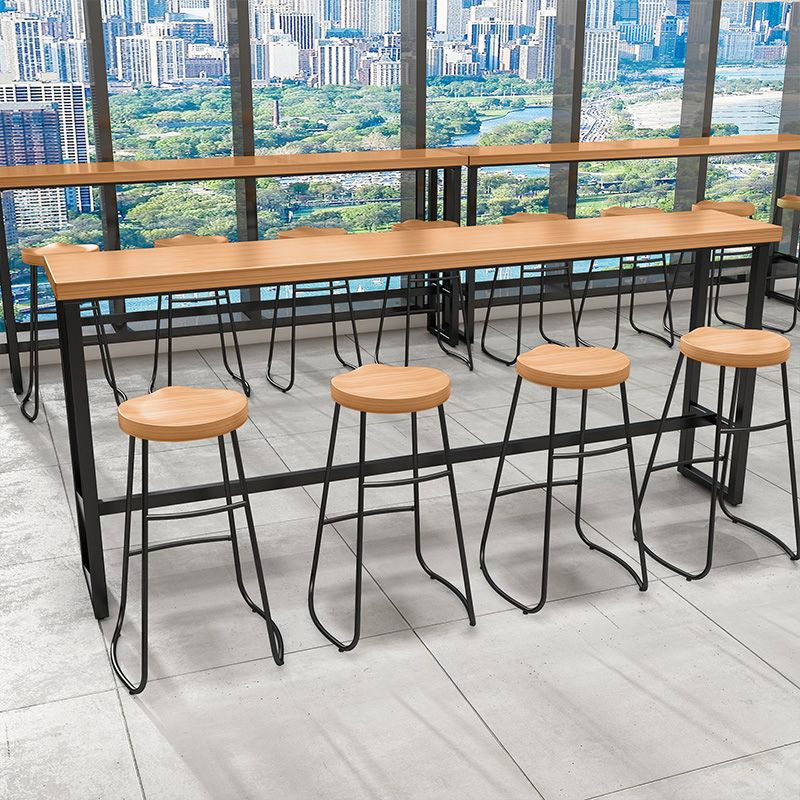 1/5 pièces Industrial Iron Bar Table Set Rectangle Pine Wood Top Bistro Set avec reproche