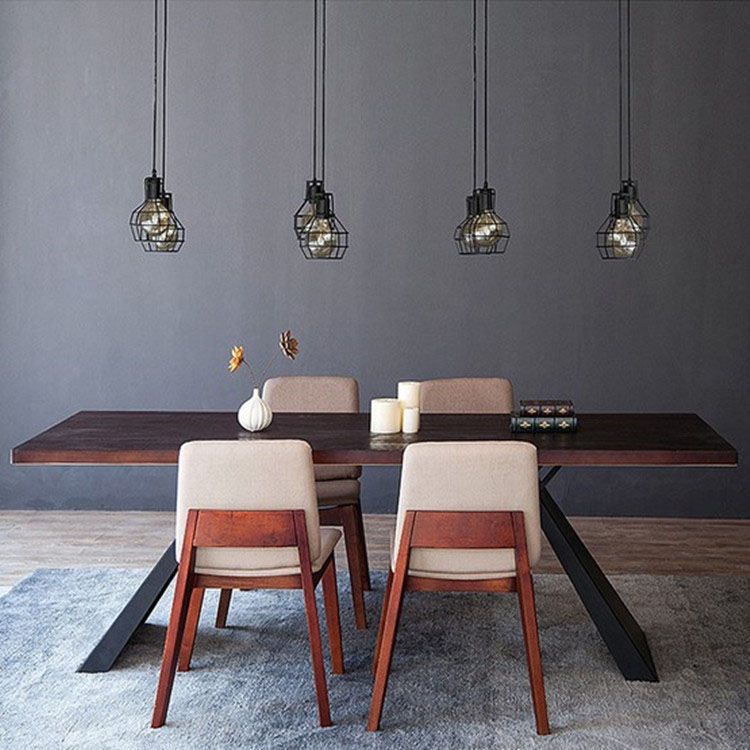 Pièces modernes 1/5 pièces Set Rectangle Table à manger en bois pour salle à manger