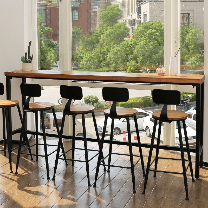 Industrial Bar Height Table Solid Wood Top Bistro Table with Black Base Clearhalo 'Bar Furniture' 'Bar Tables' 'bar_tables' 'furn' 'furn_bar_tables' 'Furniture' 'Kitchen & Dining Furniture' 1200x1200_55b941fd-2828-4154-8c6b-faae10e71090
