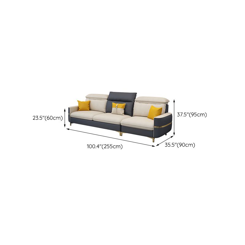 Sofa sectionnel glamour sectionnel en cuir beige avec oreillers de bostol