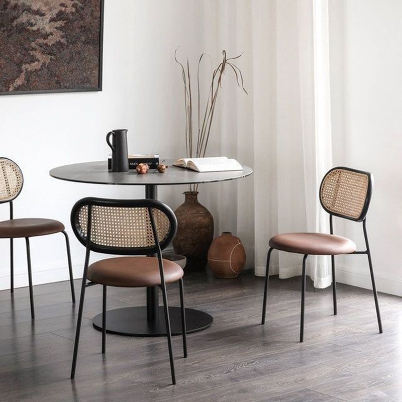 Chaises de salle à manger sans bras tapissées, chaise latérale de salle à manger industrielle