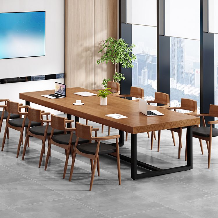 Scrivania rettangolare moderna di pino in legno in legno con cavalletto