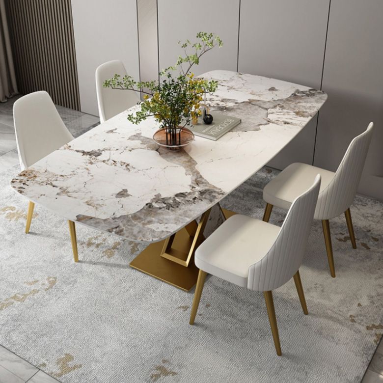 Luxurious Sintered Stone Top Dining Set Rectangular 1/4/5/7 Pieces Dining Room Table Set Clearhalo 'Dining Room Sets' 'Dining Tables & Seating' 'dining_room_set' 'furn' 'furn_dining_room_set' 'Furniture' 'Kitchen & Dining Furniture' 1200x1200_55be0e06-12b9-4142-995a-ac6cac59e7f3
