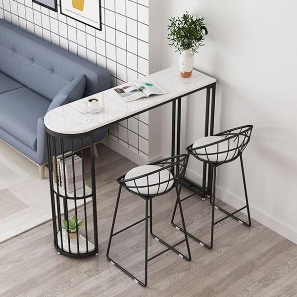 Industrial 41.3"H Bar Table Faux Marble White Top Specialty Bistro Table for Living Room Clearhalo 'Bar Furniture' 'Bar Tables' 'bar_tables' 'furn' 'furn_bar_tables' 'Furniture' 'furniture_bar_tables' 'Kitchen & Dining Furniture' 'kitchen&dining_furn' 'kitchen' 1200x1200_55c0783f-69e9-4a0e-8682-4ba5d11e61d7