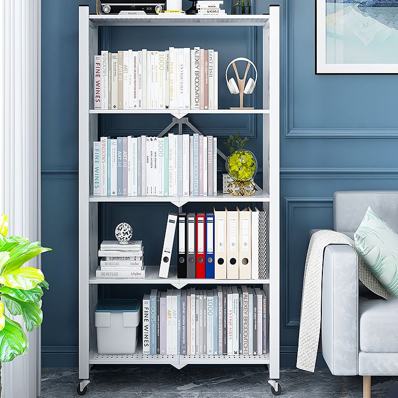 Industrial Folding Steel Etagere Bookshelf Open Bookshelf with Caster Wheels Clearhalo 'Bookcases' 'furn' 'furn_bookcases' 'Furniture' 'furniture_bookcases' 'Office Furniture' 1200x1200_55c14803-cf8b-4b98-9d98-789495e3d31e