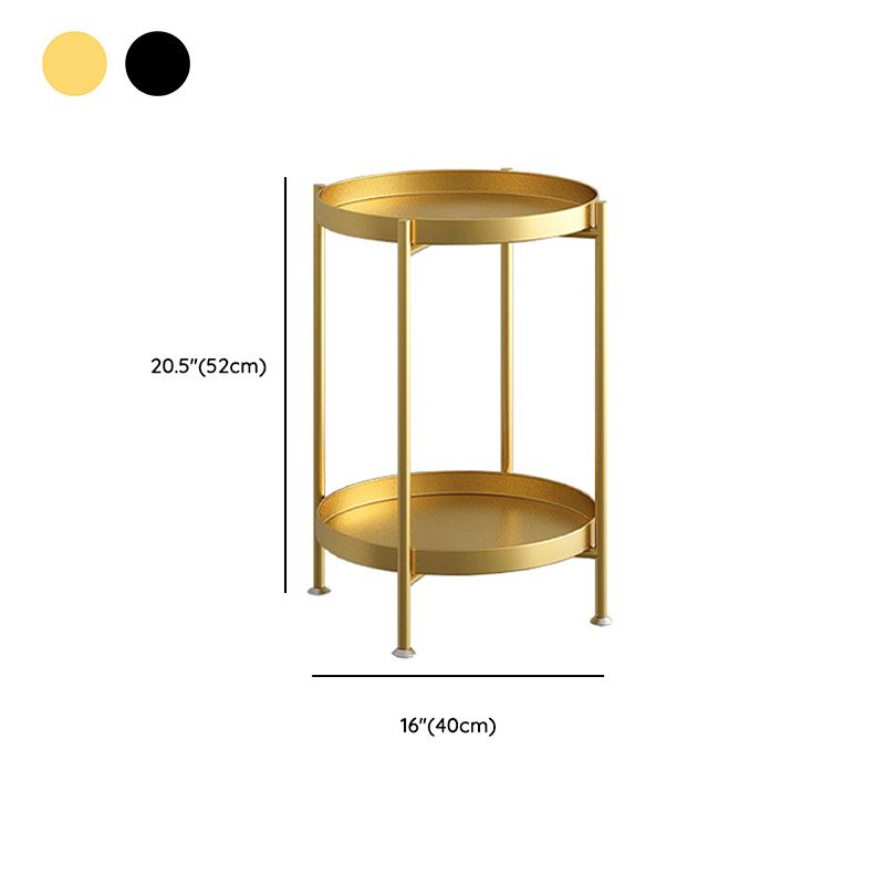 Mid-Century Tray Top Corner Table 4 Legs Metal Side End Table with Storage