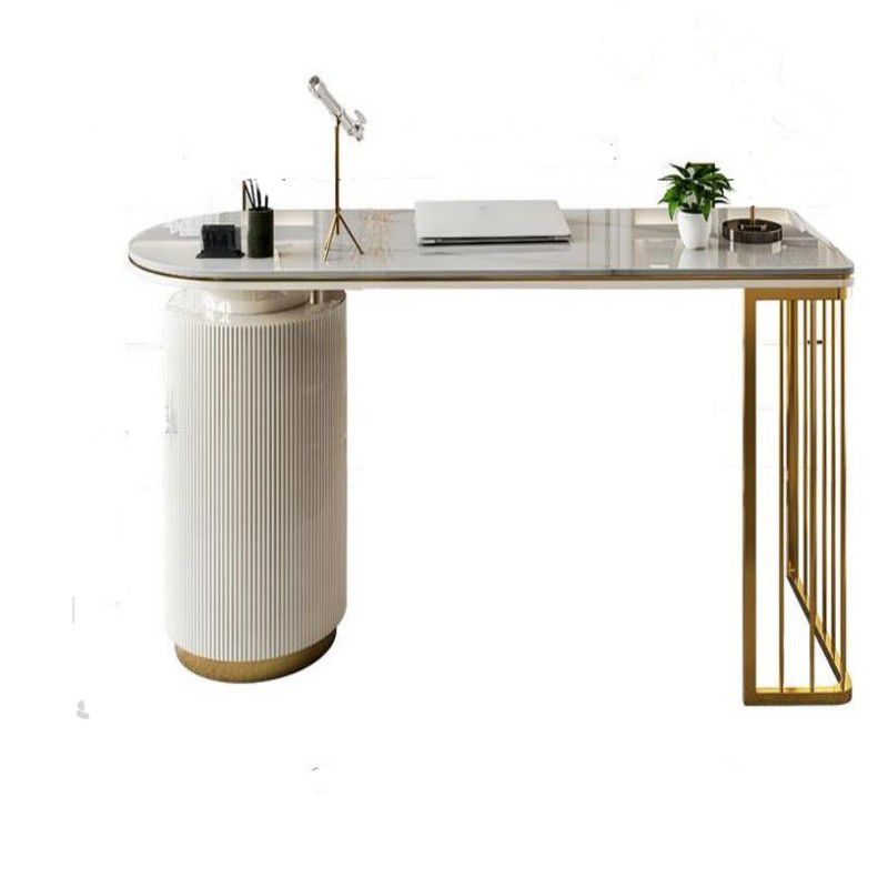 Table d'écriture de forme gratuite moderne Bureau de bureau en pierre enthousiaste avec tiroirs