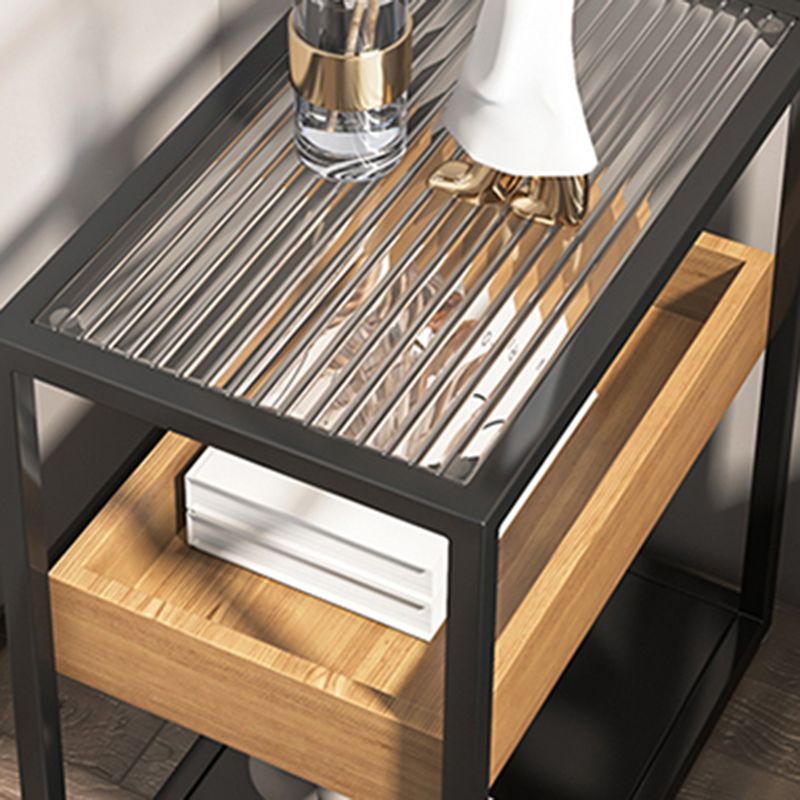 21 pollici H moderno vetro in vetro Scaffale di stoccaggio aperto incluso tavolo da notte