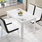 Rectangle Dining Table Modern White and Black in Glass Table for Kitchen