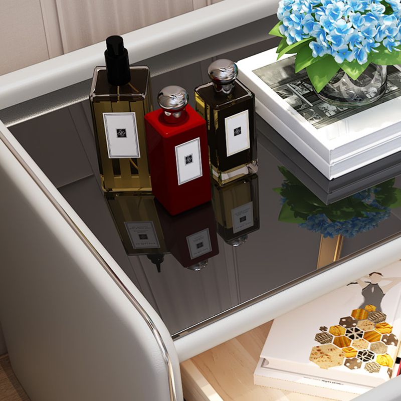 コンテンポラリーアクセントテーブルナイトスタンドグラスナイトスタンドの引き出し付き