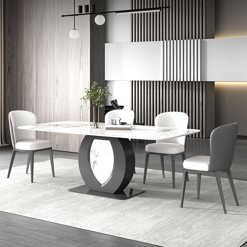 Contemporaneo 1/4/5/6/7 pezzi sala da pranzo tavolo mobili in pietra rettangolo in bianco