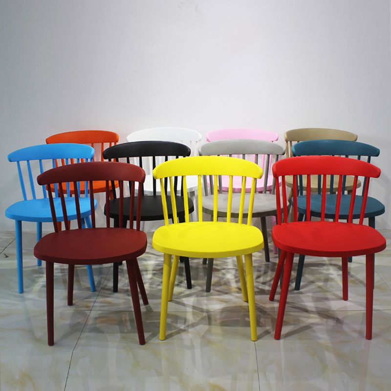Modern Style Stackable Plastic Chair Windsor Back Folding Side Chair 16.5"x15"x29.9" Clearhalo 'Dining Chairs' 'Dining Tables & Seating' 'dining_chair' 'furn' 'furn_dining_chair' 'Furniture' 'furniture_dining_chair' 'Kitchen & Dining Furniture' 1200x1200_55cd8bb8-0be8-42db-a602-2e683c792813