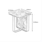 Mid-Century Modern Rectangular Stone Top Side Table Abstract Frame Sofa Side Table