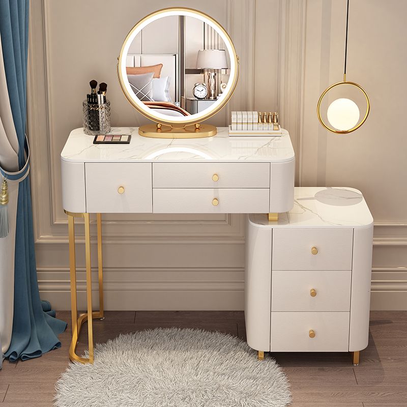 Solid Wood Makeup Vanity Desk Storage Dressing Table Stool Set with Drawer Clearhalo 'Bedroom Furniture' 'furn' 'furn_makeup_vanities' 'Furniture' 'Makeup Vanities' 'makeup_vanities' 1200x1200_55cf1a31-1b68-43ff-8b2e-37f0a56bc224