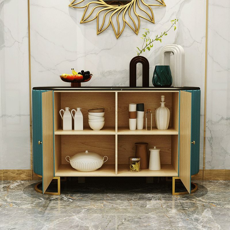 33.5"H Glam Style Credenza Stone Countertop Cabinets Dining Server for Living Room Clearhalo 'buffet_sideboard' 'Buffets & Sideboards' 'furn' 'furn_buffet_sideboard' 'Furniture' 'Kitchen & Dining Furniture' 1200x1200_55cfb9ef-acbc-45e8-86a5-d0f7a586213c