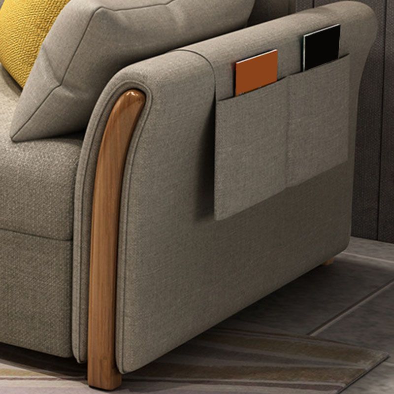 Convertible Contemporary Flared Arm Linen Sofa Bed with Storage in Brone Clearhalo 'furn' 'furn_sofas' 'Furniture' 'Living Room Furniture' 'Sofa' 'sofas' 1200x1200_55d08232-4462-4651-b3ea-aef5cd1fb65d