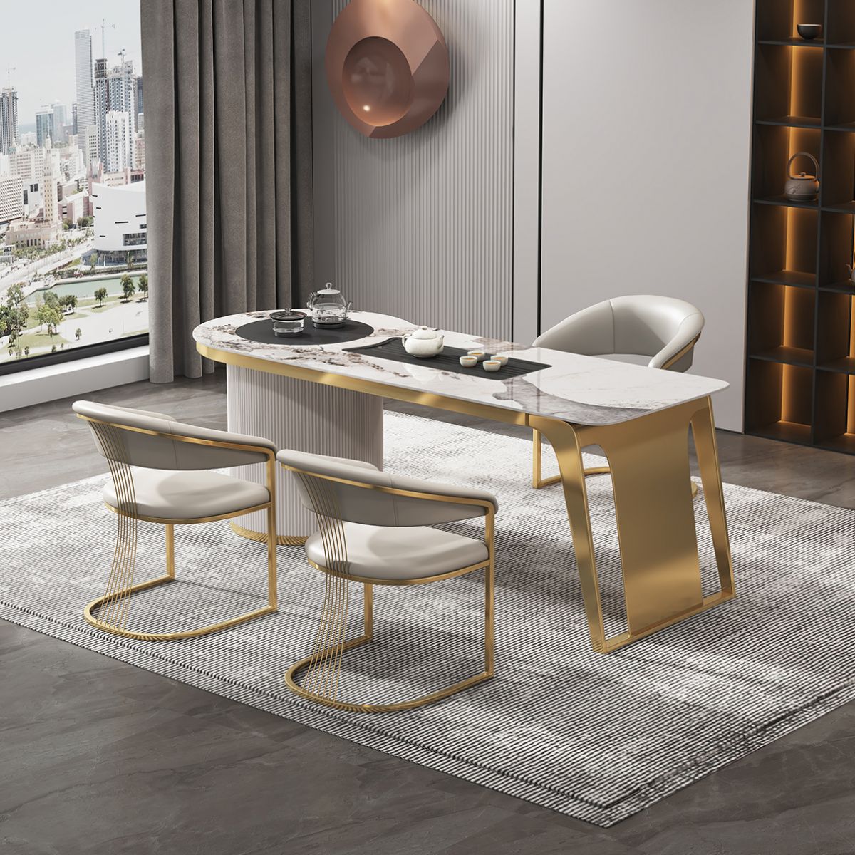 Glam keuken zijstoel goudbasis open rug eetstoel stoel