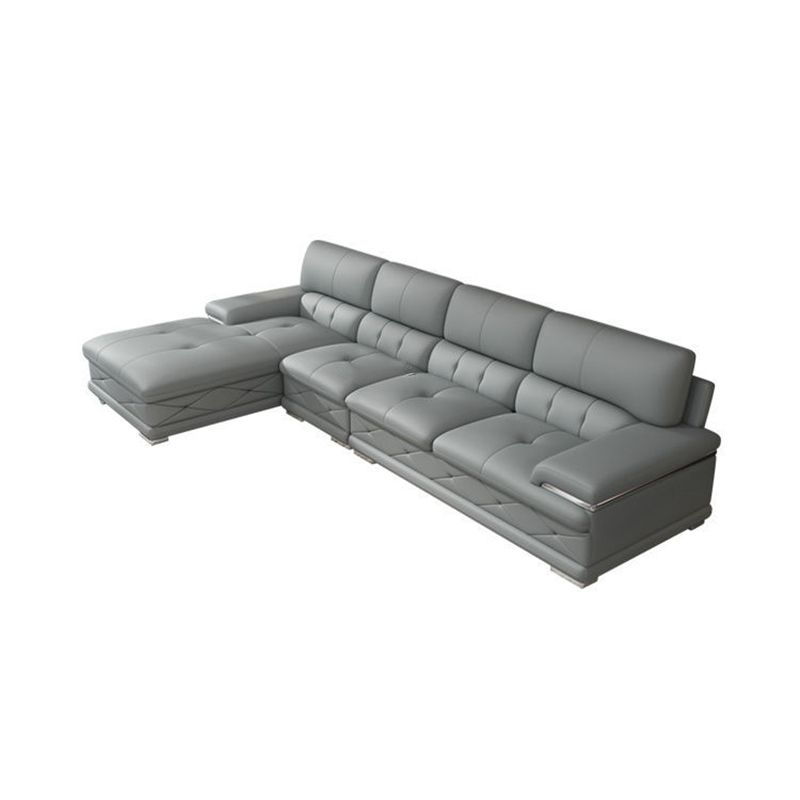 Upholstered Armrest Cushioned Back Sponge Padded Sofa Bed Grey/yellow Sofa Clearhalo 'furn' 'furn_sectionals' 'Furniture' 'Living Room Furniture' 'Sectionals' 1200x1200_55d3fe95-edae-4ca1-ba98-dafd347167f8