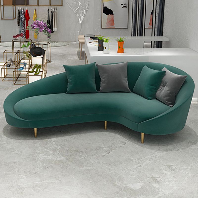 Curved Velvet Sofa Tight Back 33.46 inch High Sloped Arm Sofa Clearhalo 'furn' 'furn_sofas' 'Furniture' 'Living Room Furniture' 'Sofa' 'sofas' 1200x1200_55d411a6-69d3-4868-8683-9f5dd4b766a6