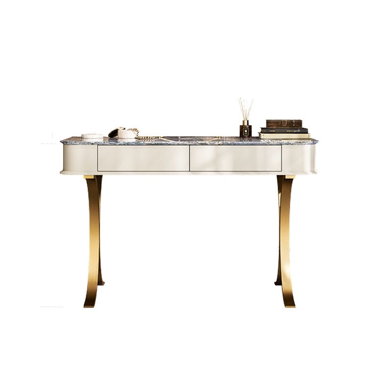 Slaapkamer make-up ijdelheid luxueuze stenen top dressoir met gewatteerde ontlasting