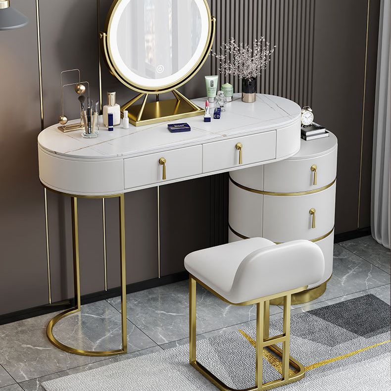Stone Top Vanity Makeup Table with 5 Storage Drawers for Bedroom Clearhalo 'Bedroom Furniture' 'furn' 'furn_makeup_vanities' 'Furniture' 'Makeup Vanities' 'makeup_vanities' 1200x1200_55d83879-2f24-4565-9049-703c62f138a3