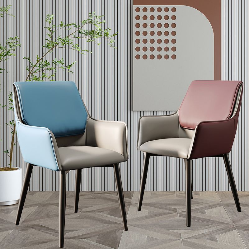 Modern Style Parsons Arm Chair Leather Dining Chair for Dining Room Clearhalo 'Dining Chairs' 'Dining Tables & Seating' 'dining_chair' 'Furniture' 'furniture_dining_chair' 'Kitchen & Dining Furniture' 1200x1200_55d8709e-de43-452d-a29e-3a643386fd21